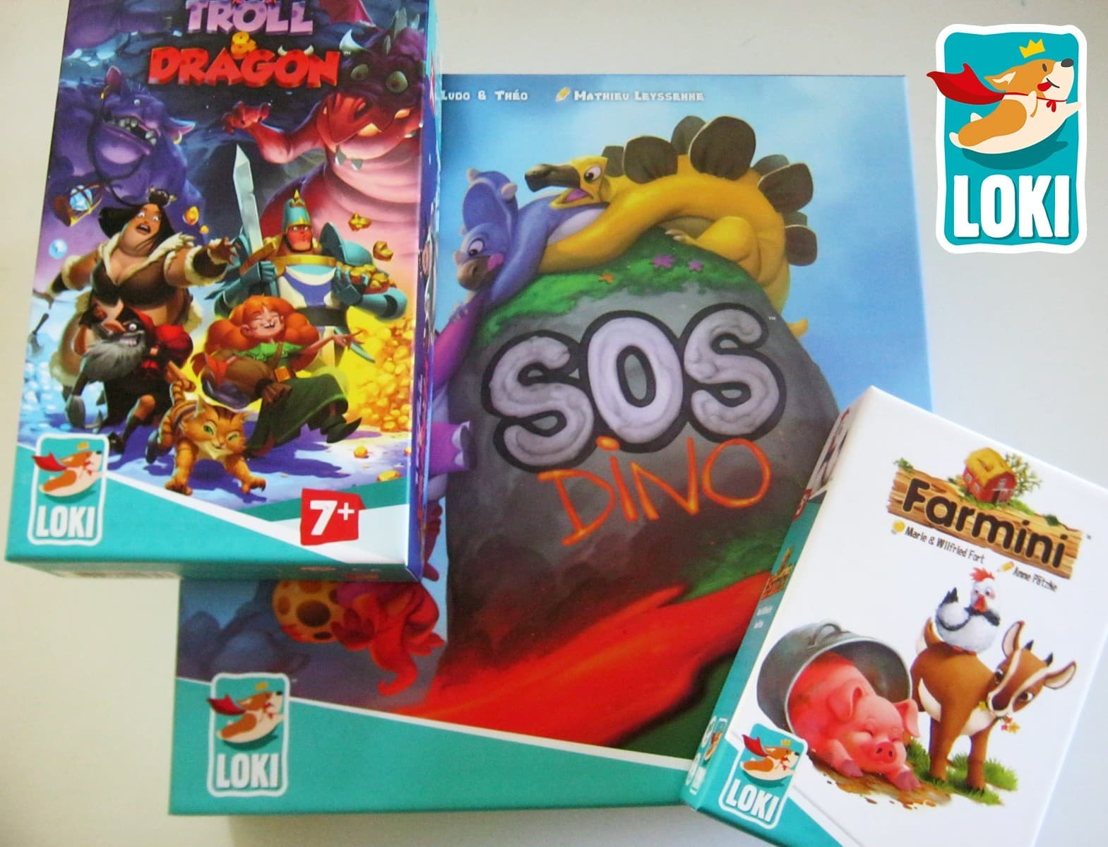 [3 Critiques] Nouvel éditeur Loki : Farmini, Troll & Dragon, et SOS Dino